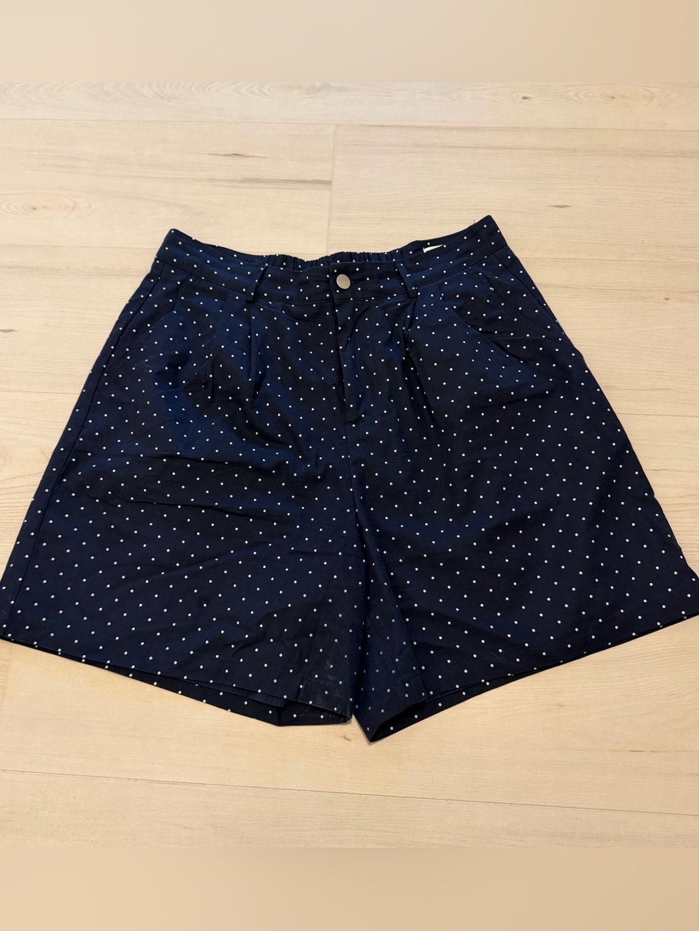 bohme Navy Polka Dot High-Rise Shorts